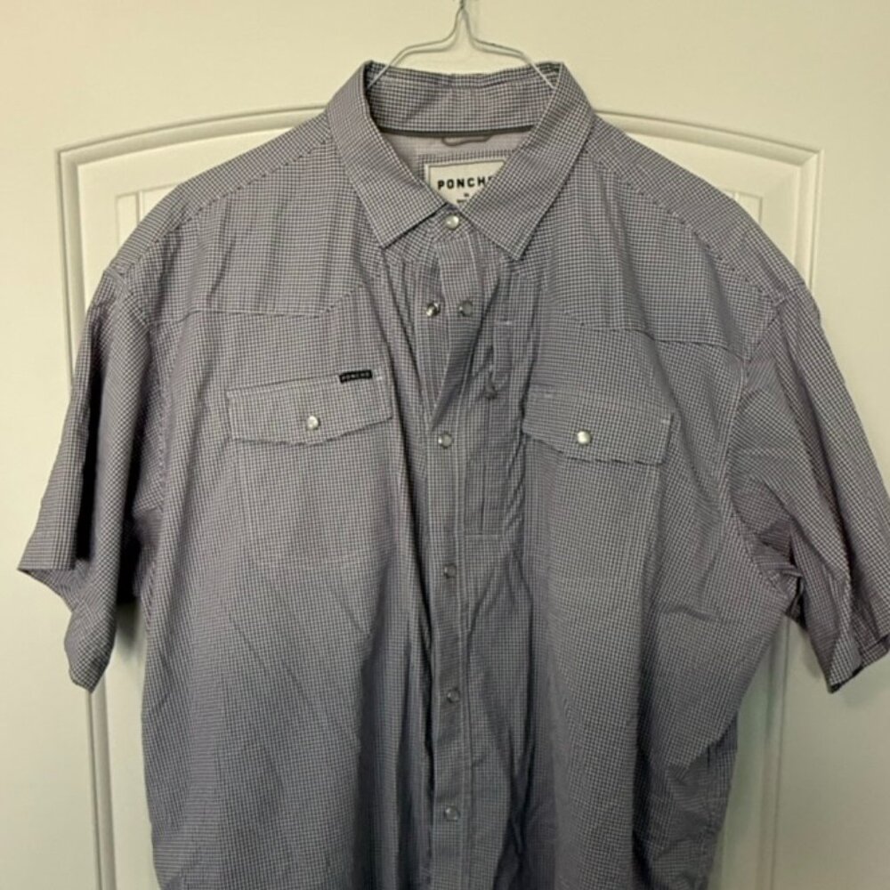 Poncho - XL - Pearl Snap - Purple & White